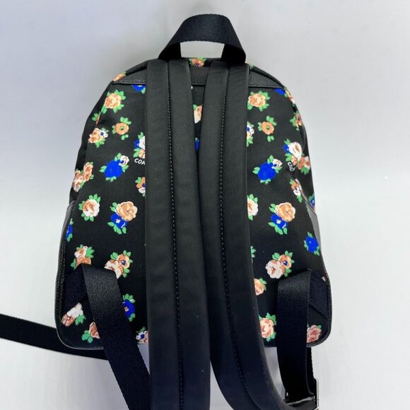 Coach Mini Charlie Tea Rose Floral Print Nylon Backpack 57636 SV/Black Multi main image 14